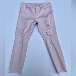 A.N.A Pink distressed skinny ankle jeans. Size 6